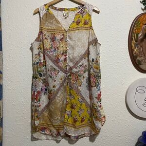 Anthropologie‎ Fig and Flower women's XL Patchwork Floral fairy boho grunge top